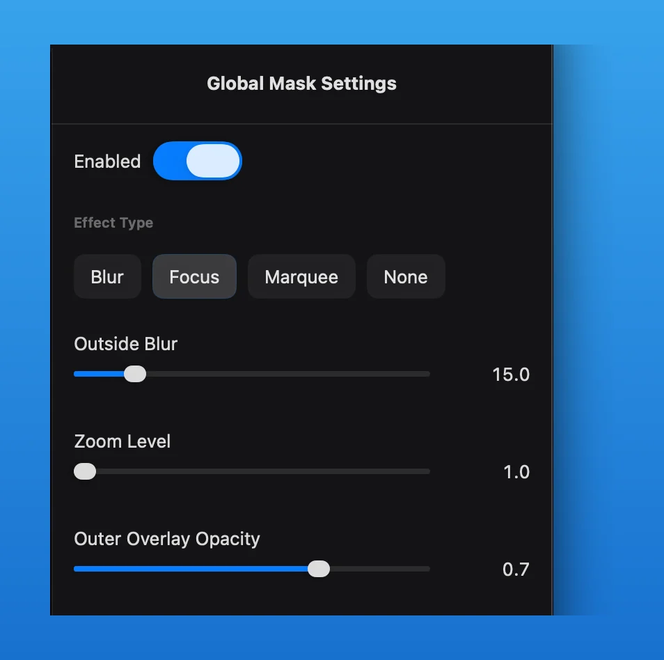 Focus controls in the English release build