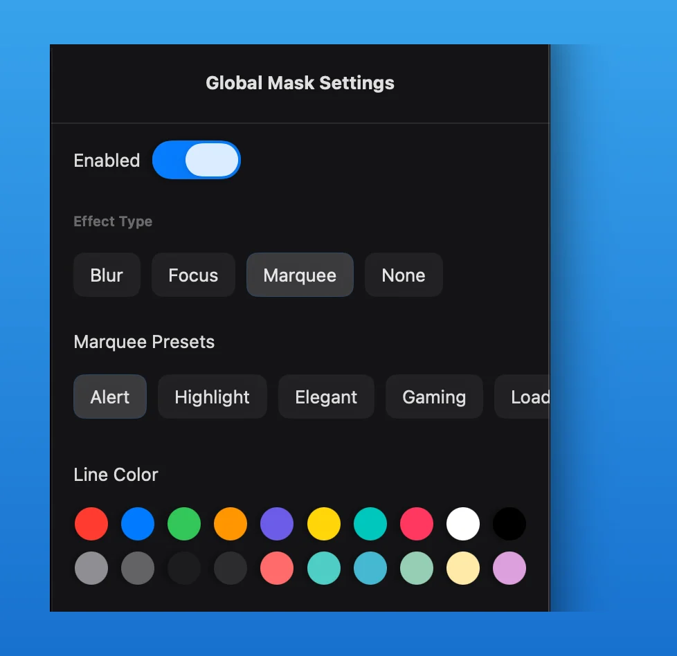 Marquee presets and line colors in the English release build